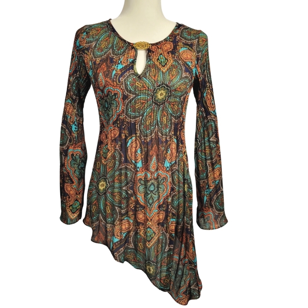 Melissa Paige - Asymmetrical Pleated Top with Embellishment - Size XS